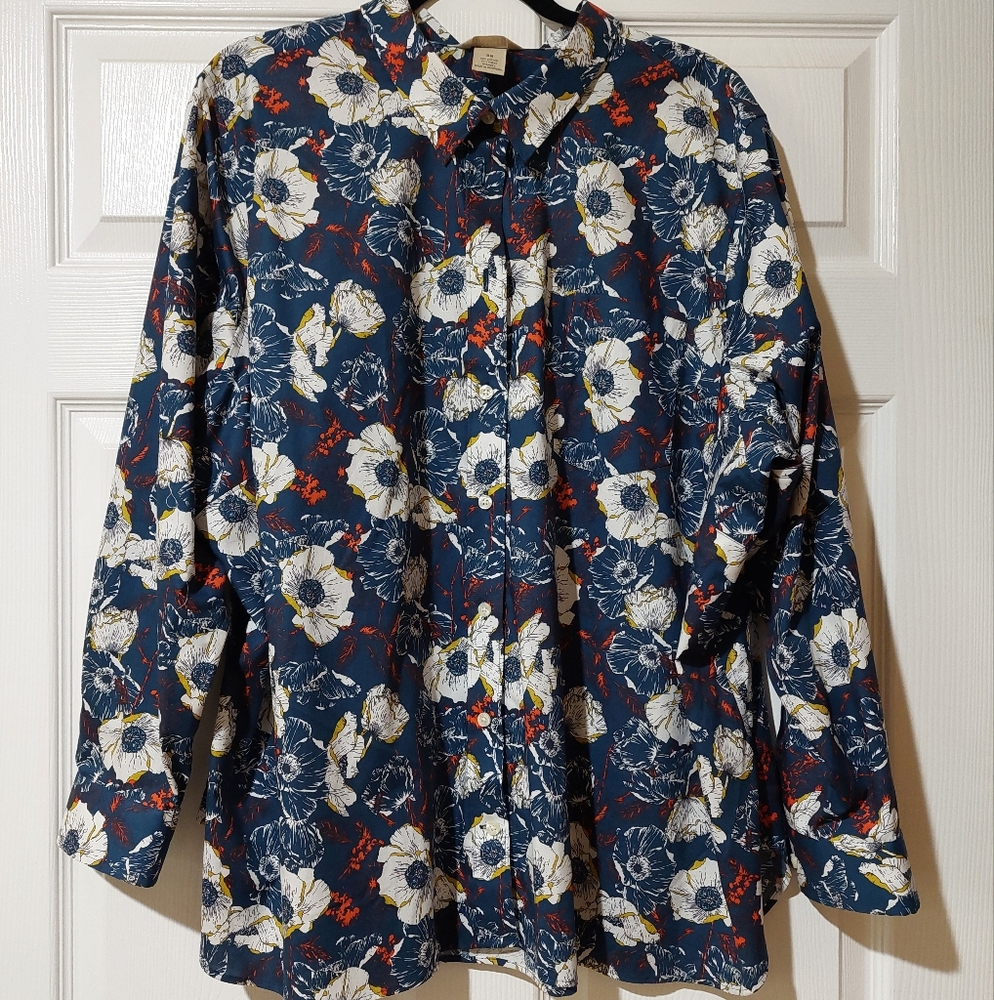 Duluth Trading Floral Button-Up Shirt 3X